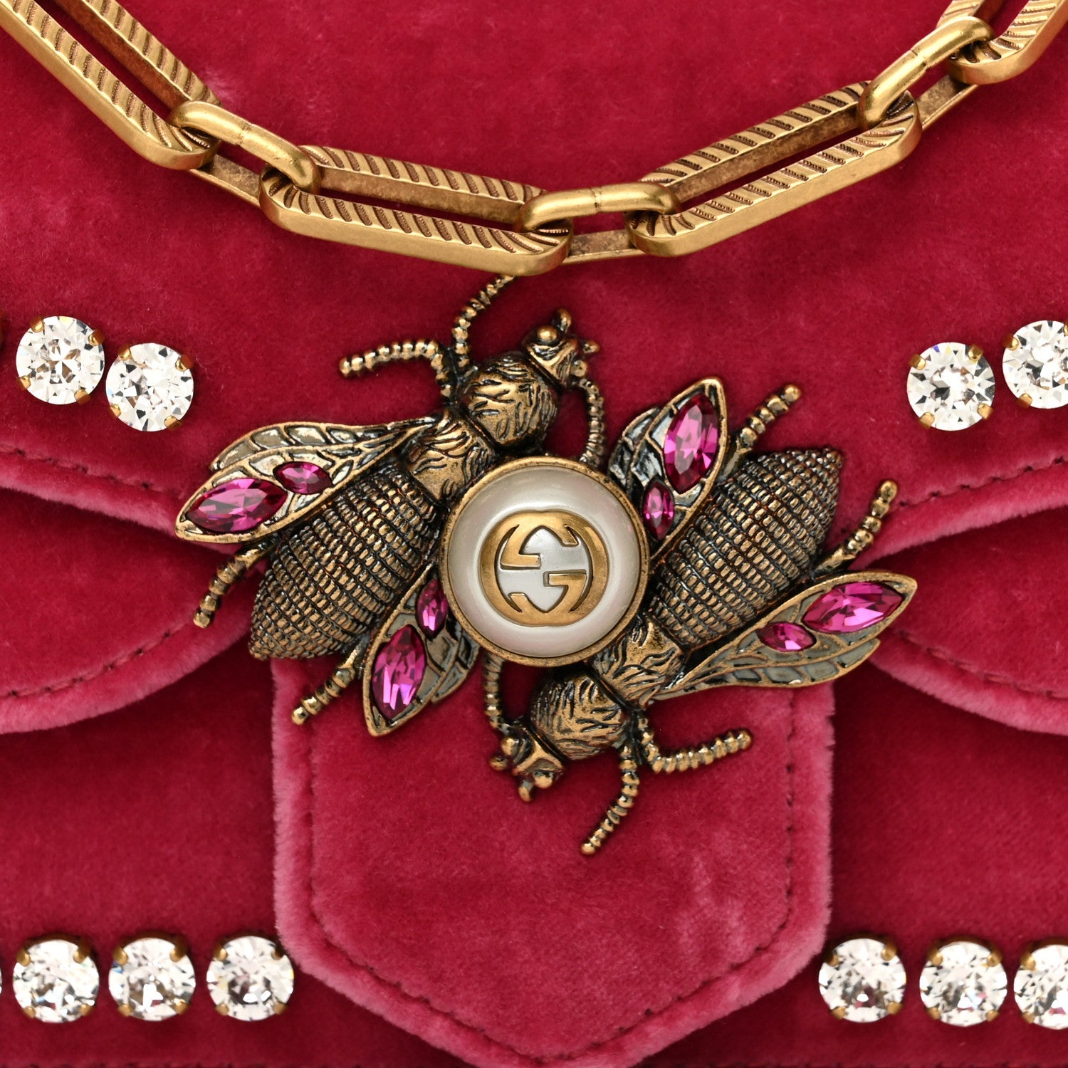 Velvet Crystal Mini Bee Broadway Shoulder Bag Light Raspberry Rose