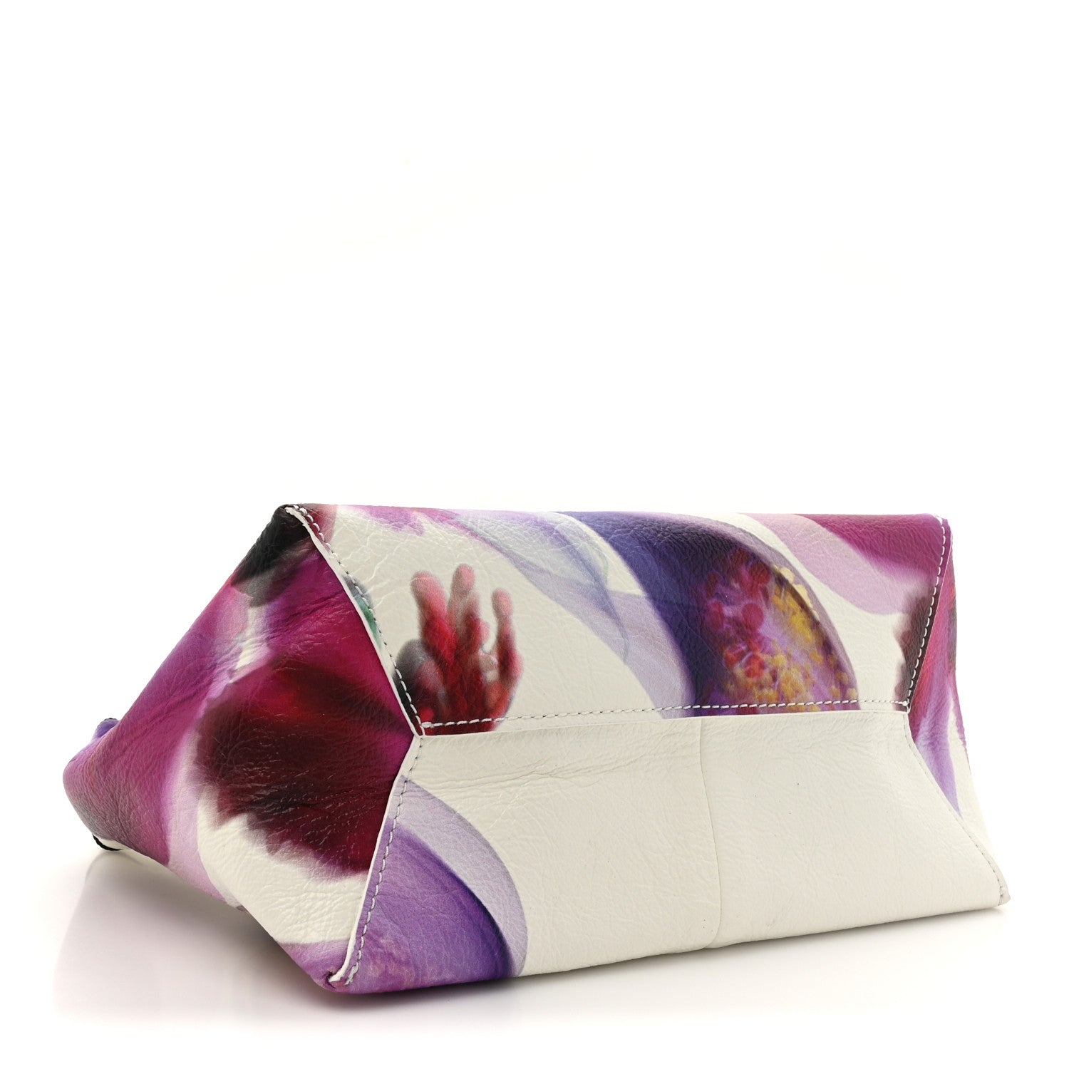 Crinkled Calfskin Future Floral Mini The Sack Bag White Multicolor