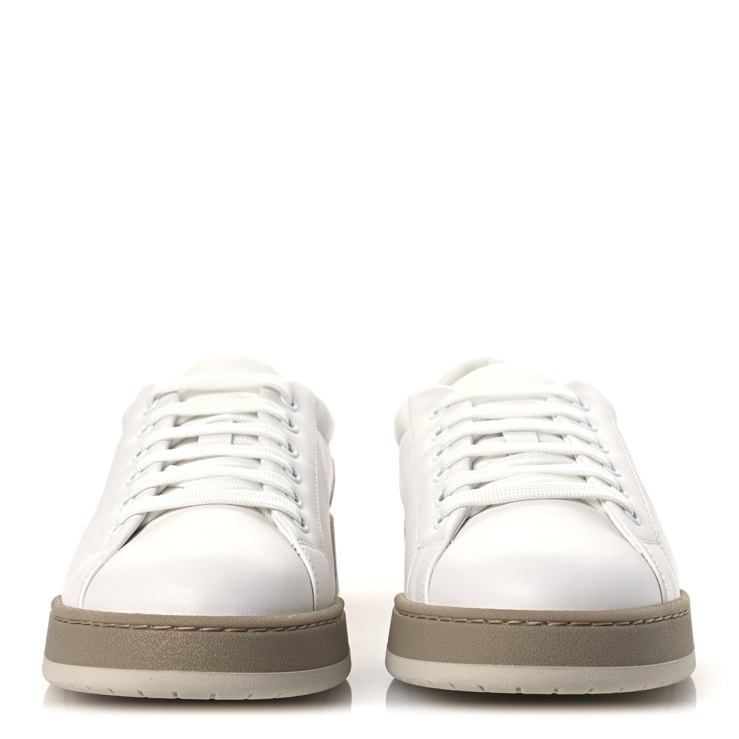 Calfskin Mens Fendi Match Low Top Sneakers 7 White Beige