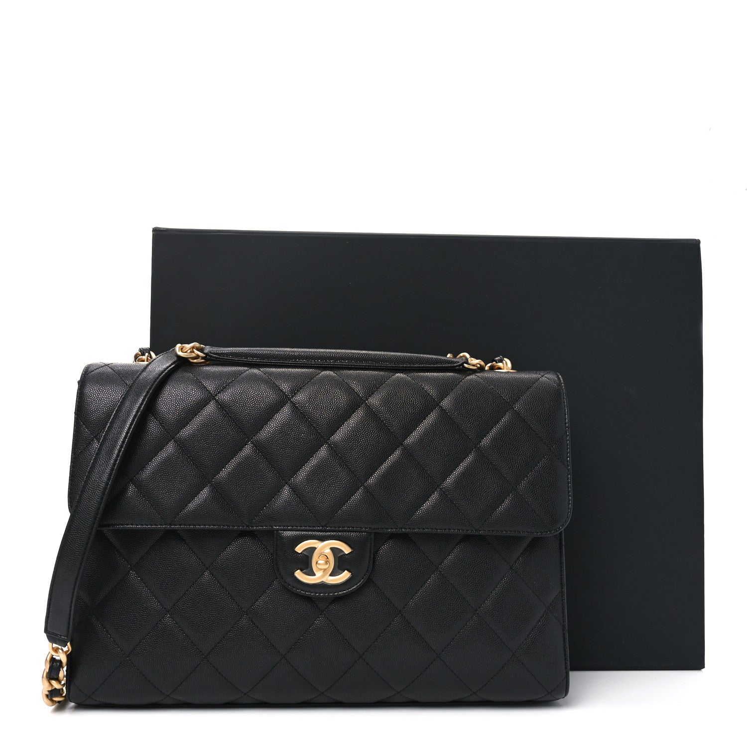 Caviar Quilted Carry Me Top Handle Flap Black
