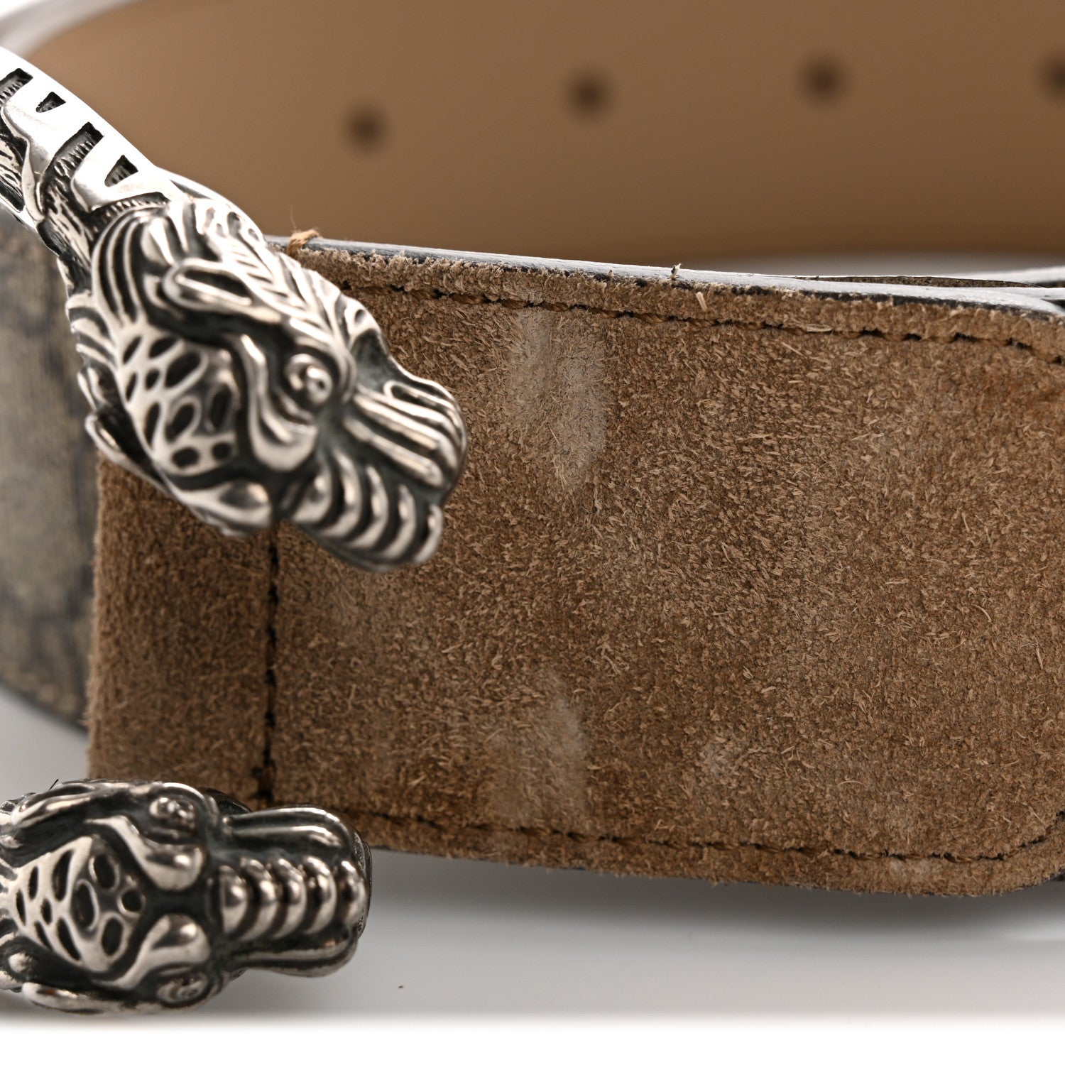 GG Supreme Monogram Suede Dionysus 40mm Belt 90 36 Beige Taupe