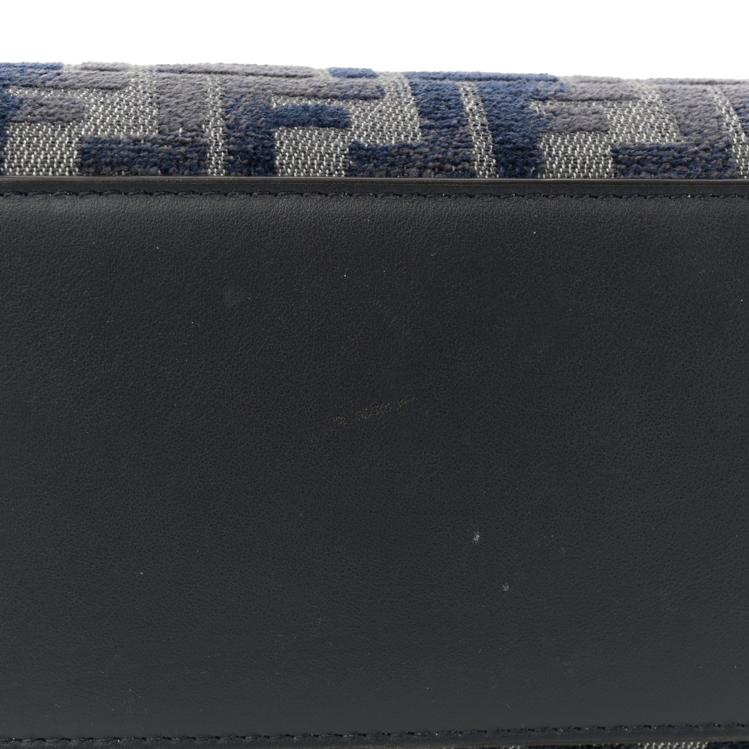 Chenille Vitello Grace FF Embroidered Small Fendi Sunshine Shopper Tote Dark Blue Grey