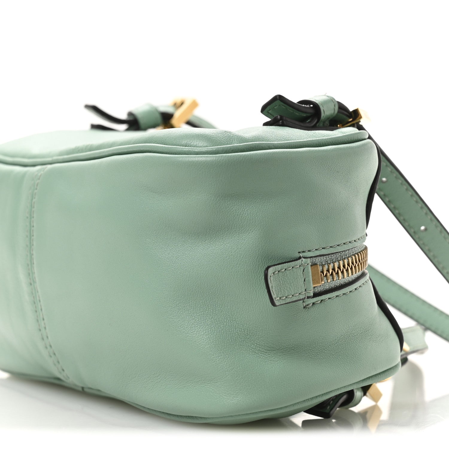 Lambskin Mini Tag Bowling Bag Turquoise