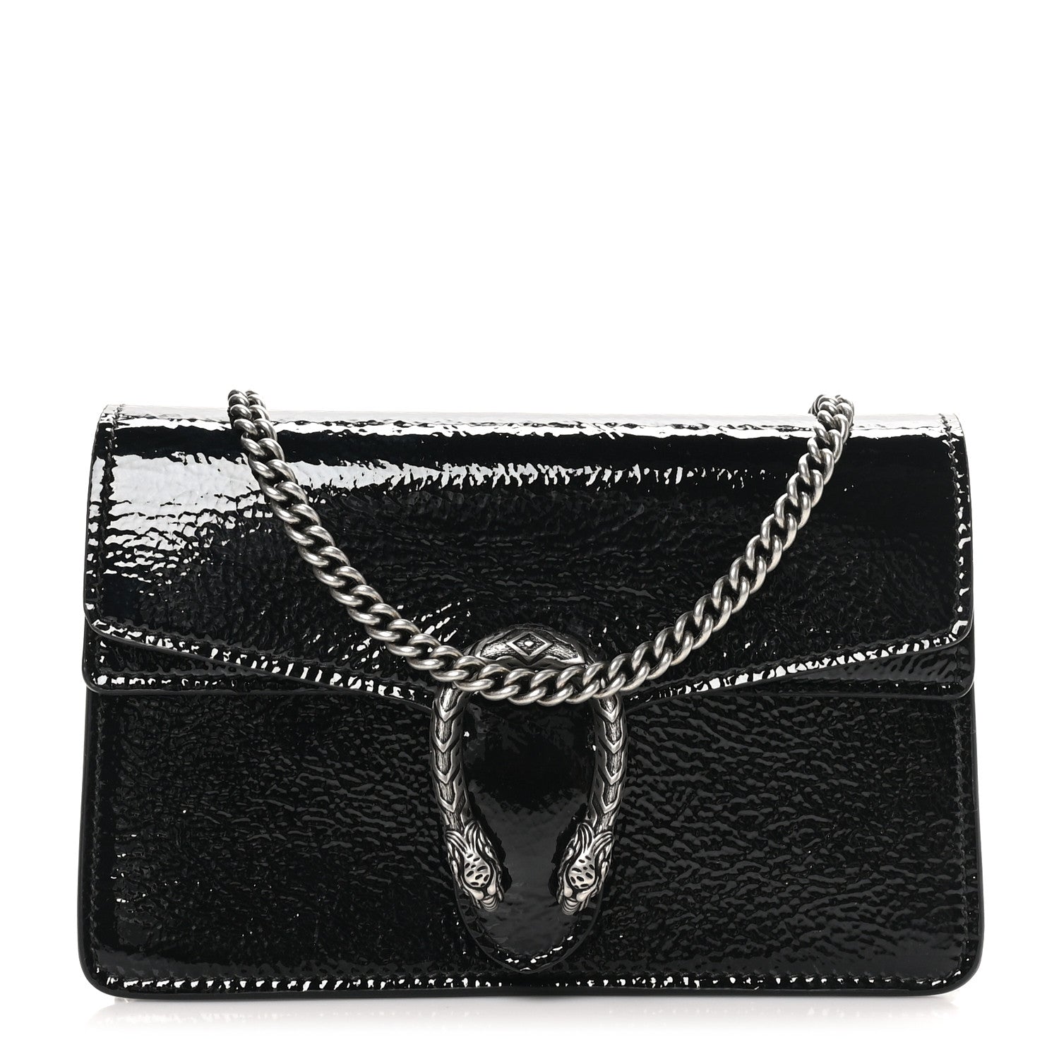 Crinkled Patent Mini Dionysus Shoulder Bag Black