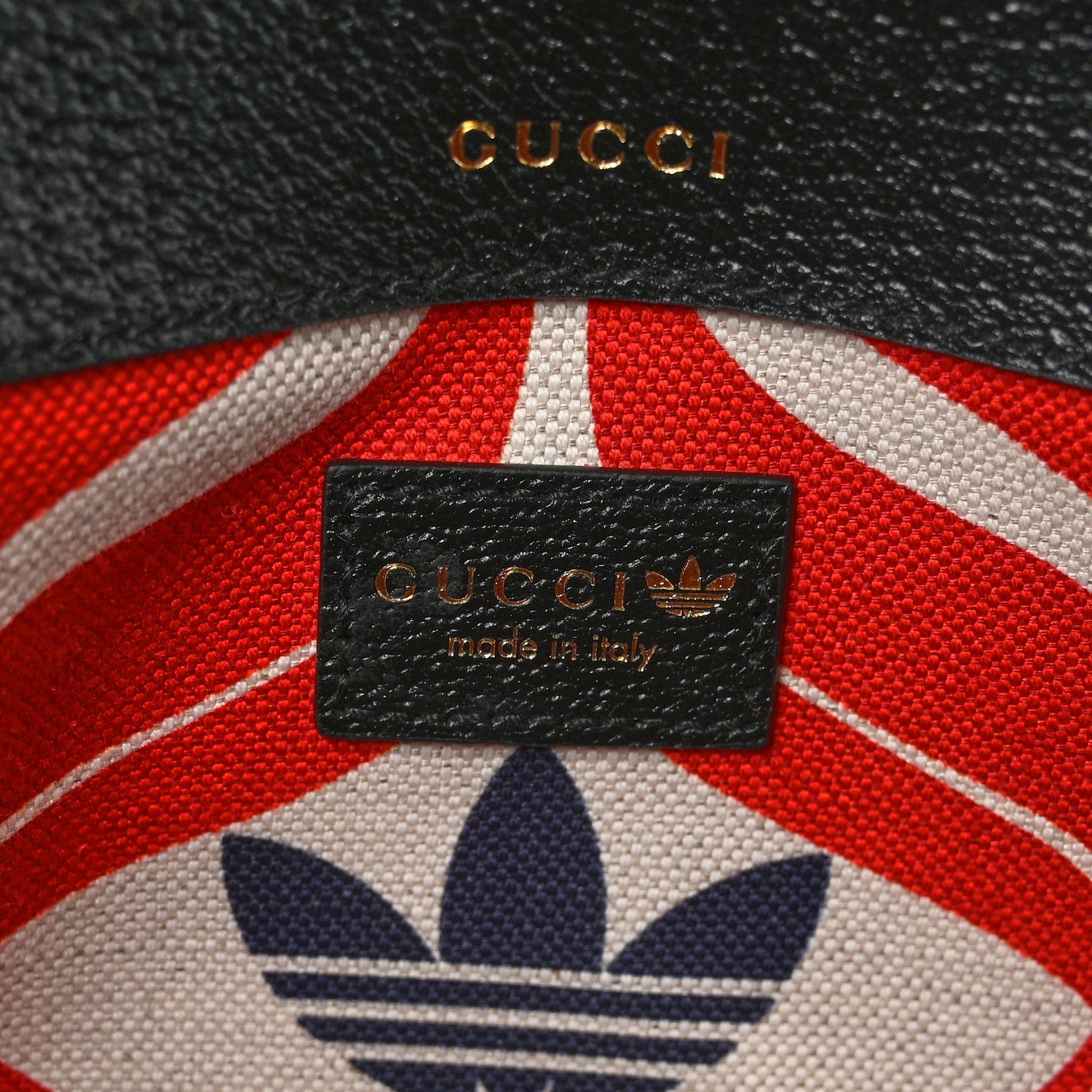 X ADIDAS Textured Dollar Calfskin Web Small Trefoil Horsebit 1955 Shoulder Bag Black Off White