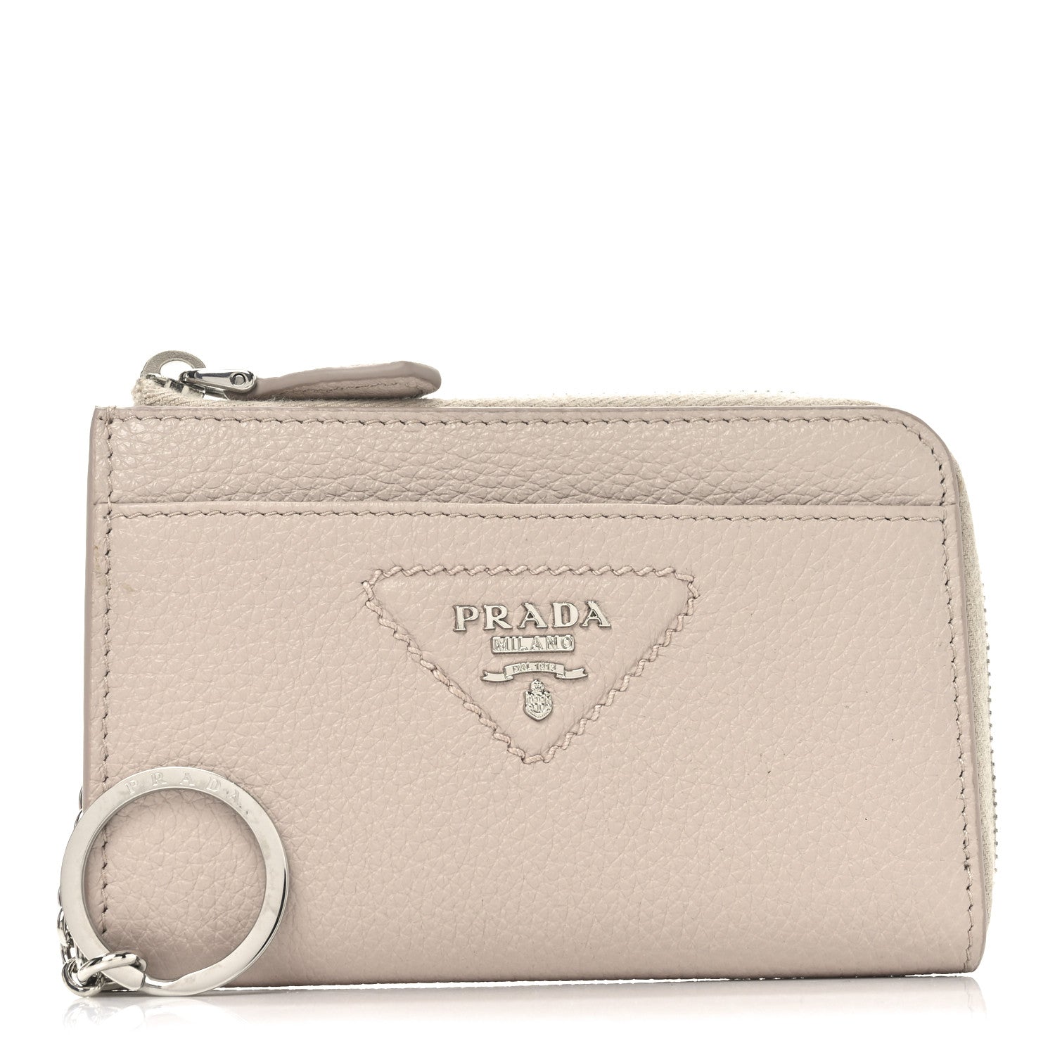 Vitello Daino Stitch Triangle Zip Around Keychain Cammeo