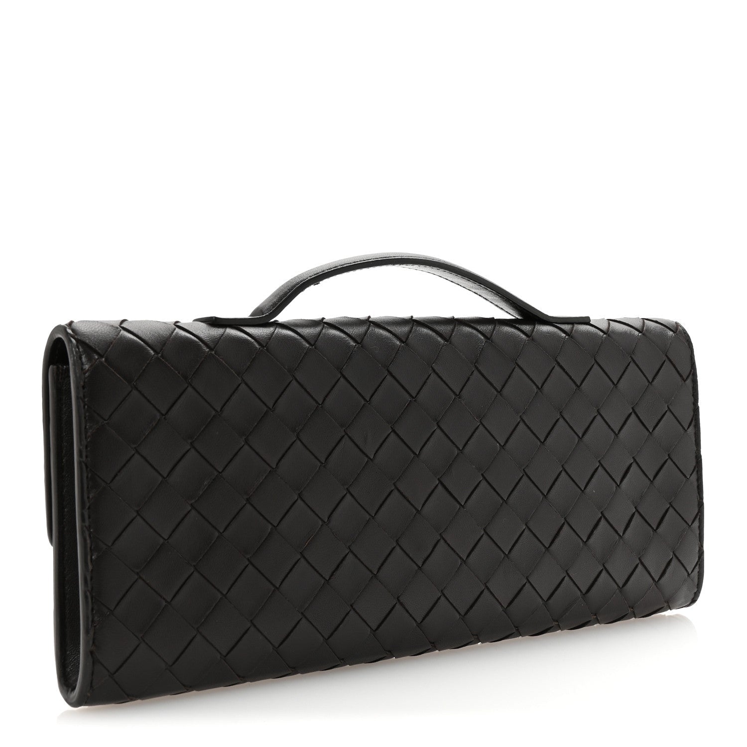 Nappa Intrecciato Long Andiamo Top Handle Clutch Fondant