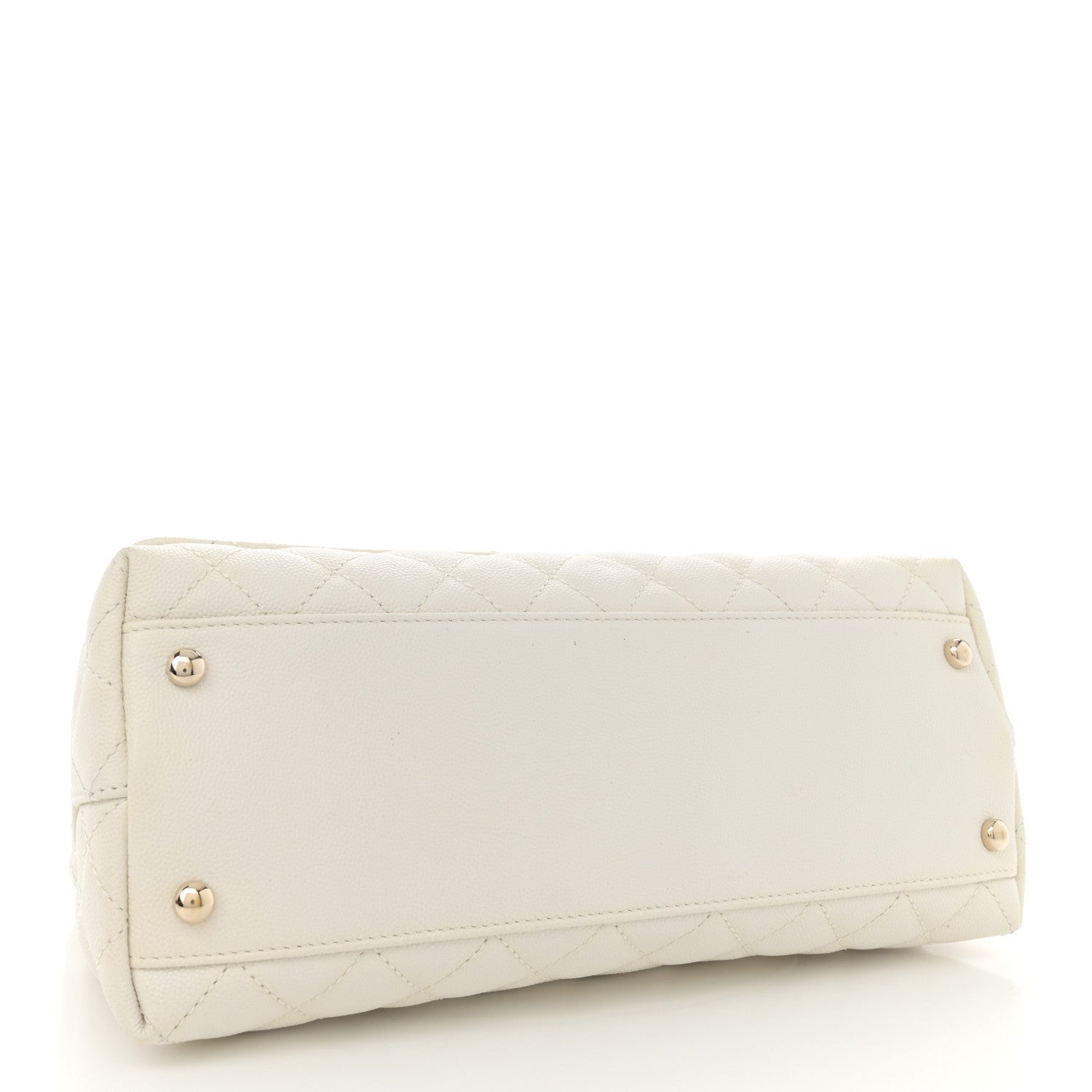 Caviar Quilted Small Coco Handle Flap White
