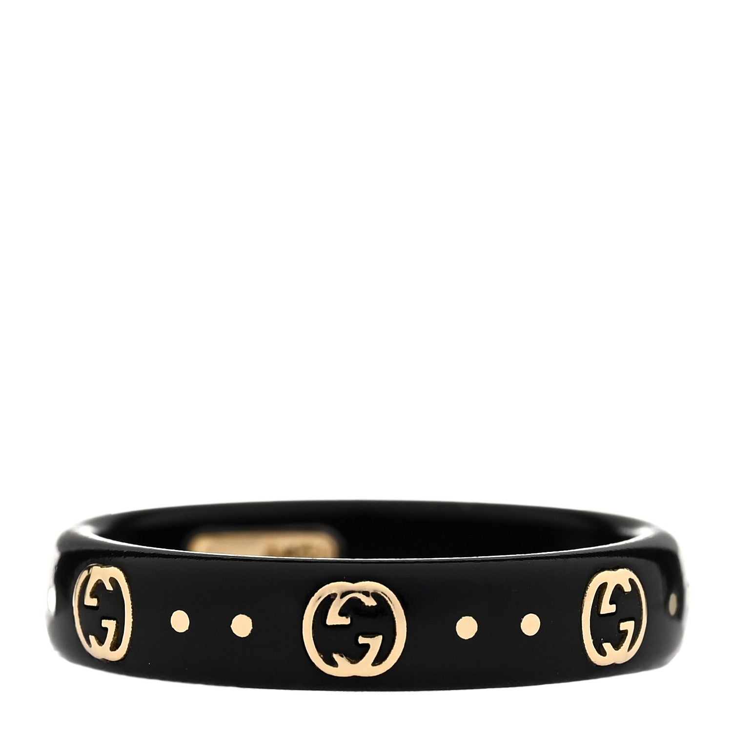 18K Yellow Gold Synthetic Corundum Icon Ring 53 6.25 Black