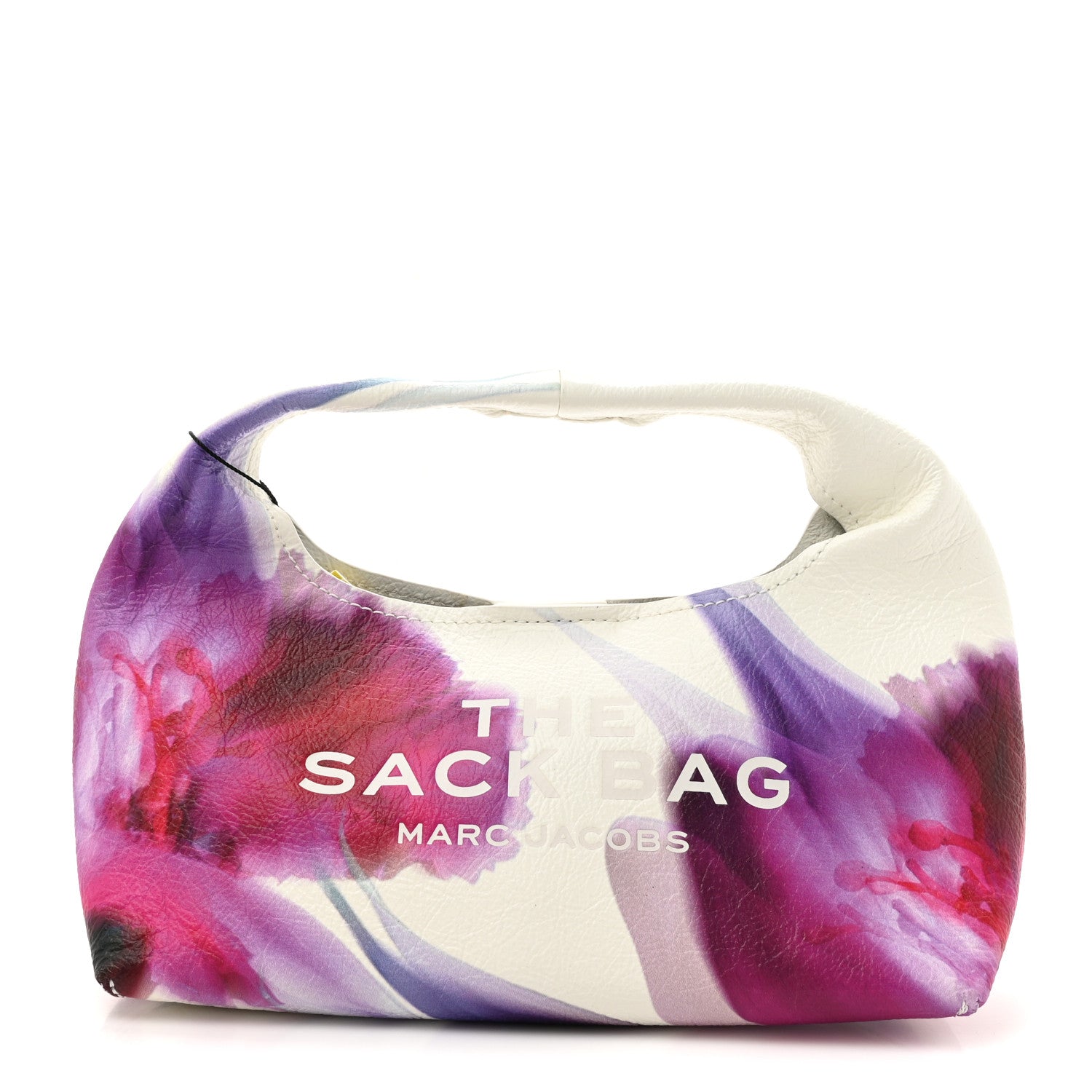 Crinkled Calfskin Future Floral Mini The Sack Bag White Multicolor