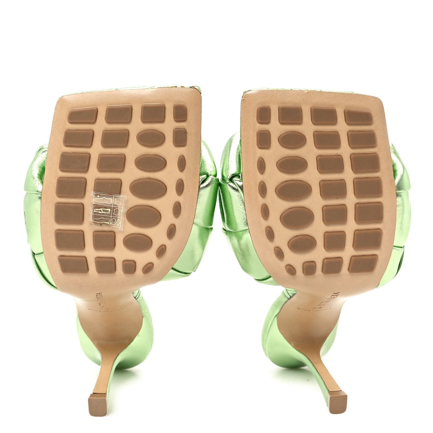 Metallic Nappa Maxi Reflection Weave Lido 90mm Mule Sandals 39 Pistachio