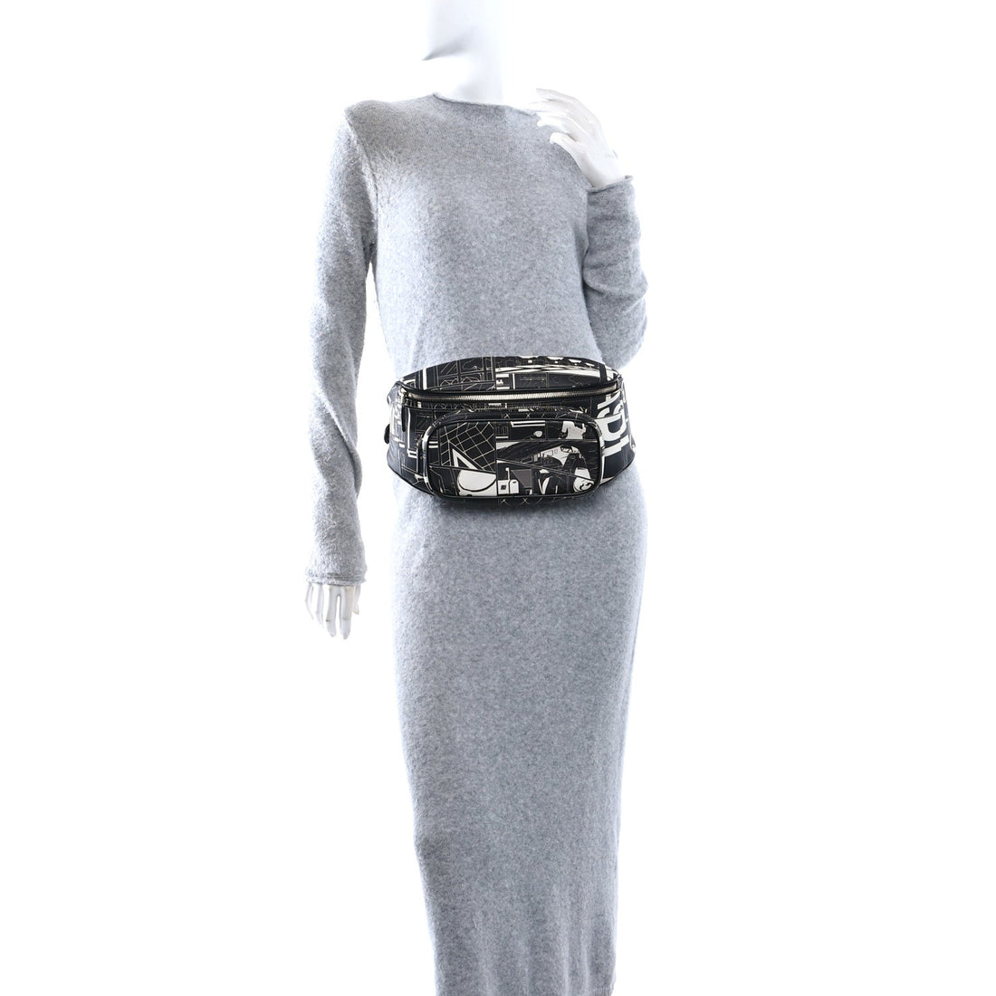 X JAMES JEAN Calfskin Comic Print Belt Bag Black