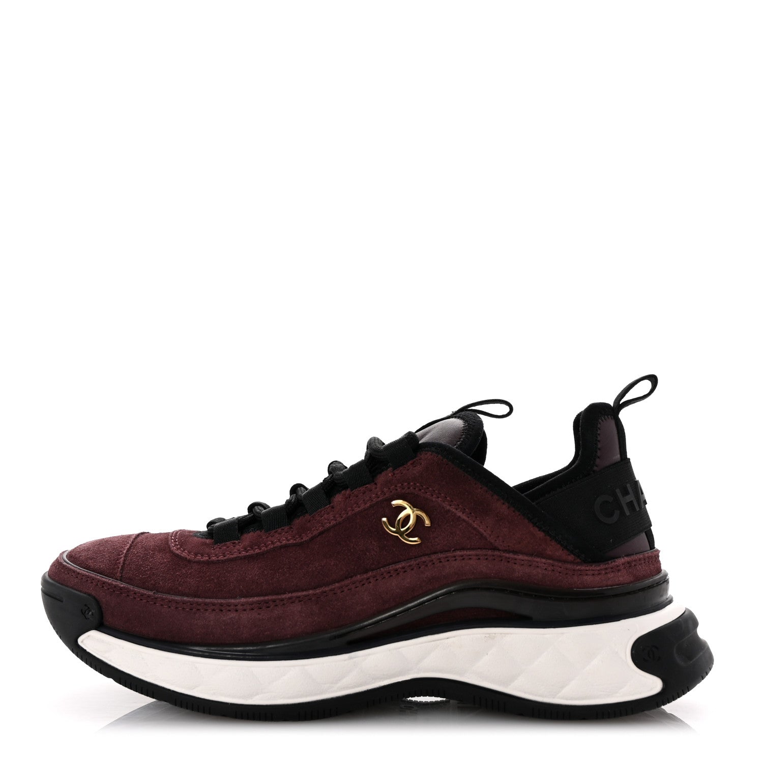 Suede Calfskin Nylon Grosgrain CC Sneakers 37 Dark Purple