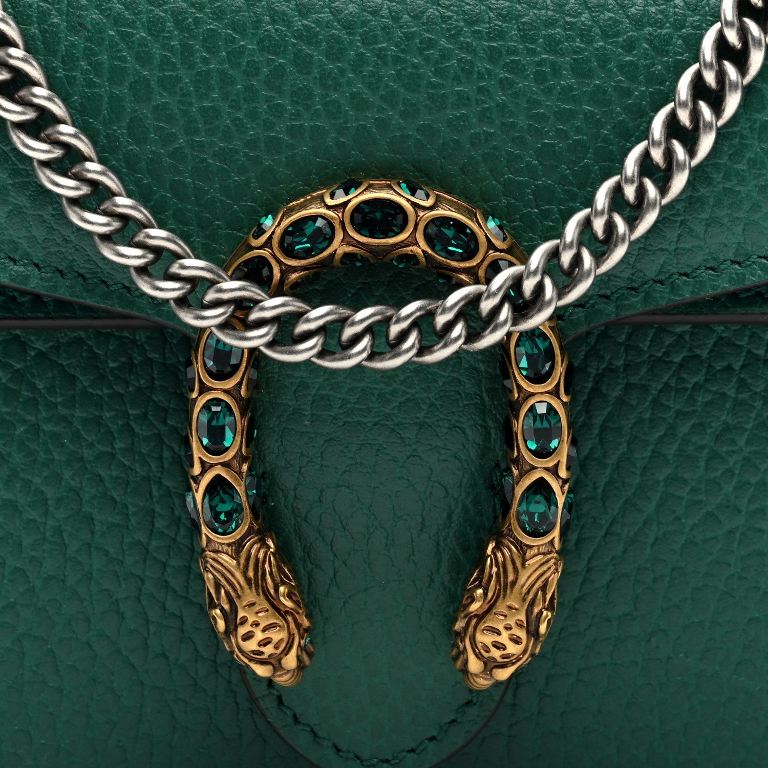 Dollar Calfskin Crystal Super Mini Dionysus Shoulder Bag Emerald