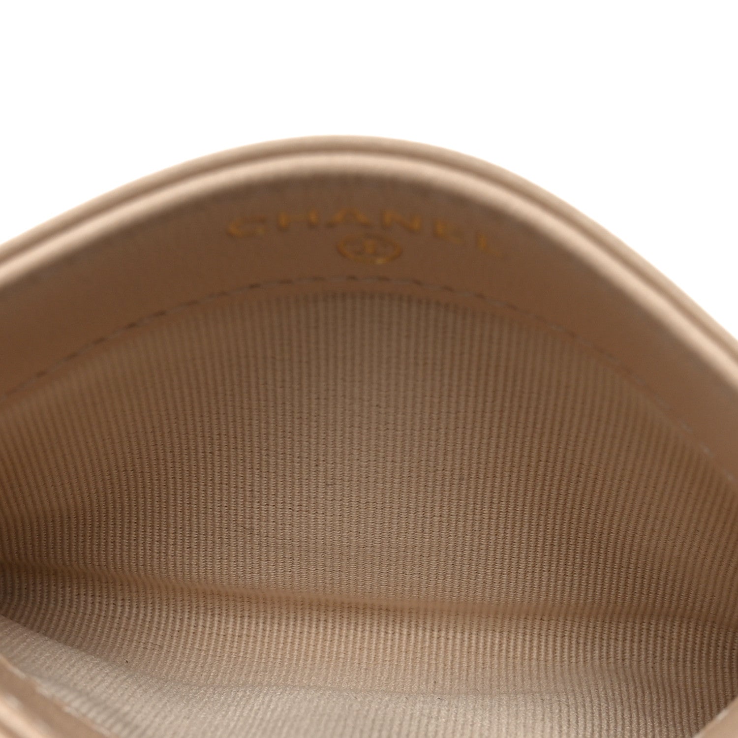 Lambskin Quilted Crystal CC Card Holder Beige