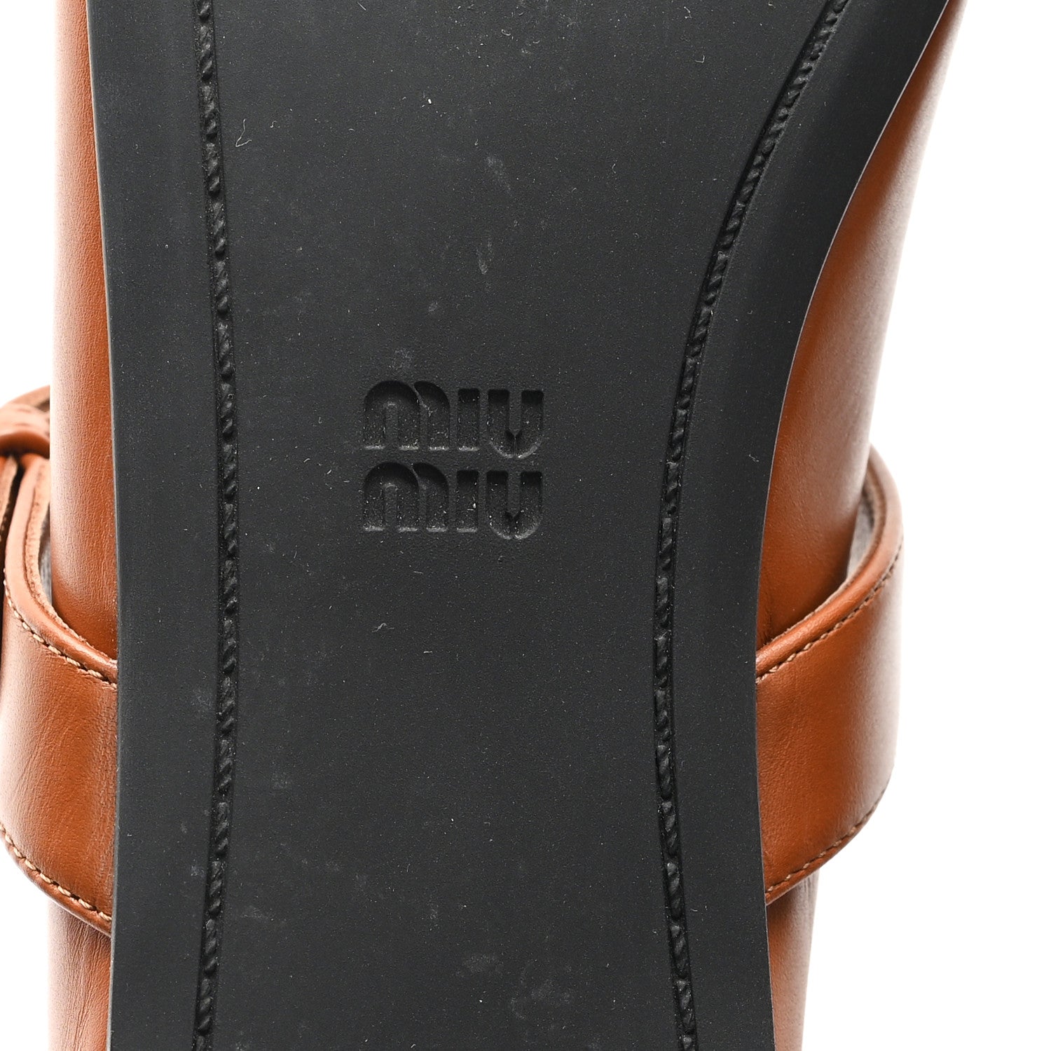 Calfskin Mary Jane Ballerina Flats 36 Cognac