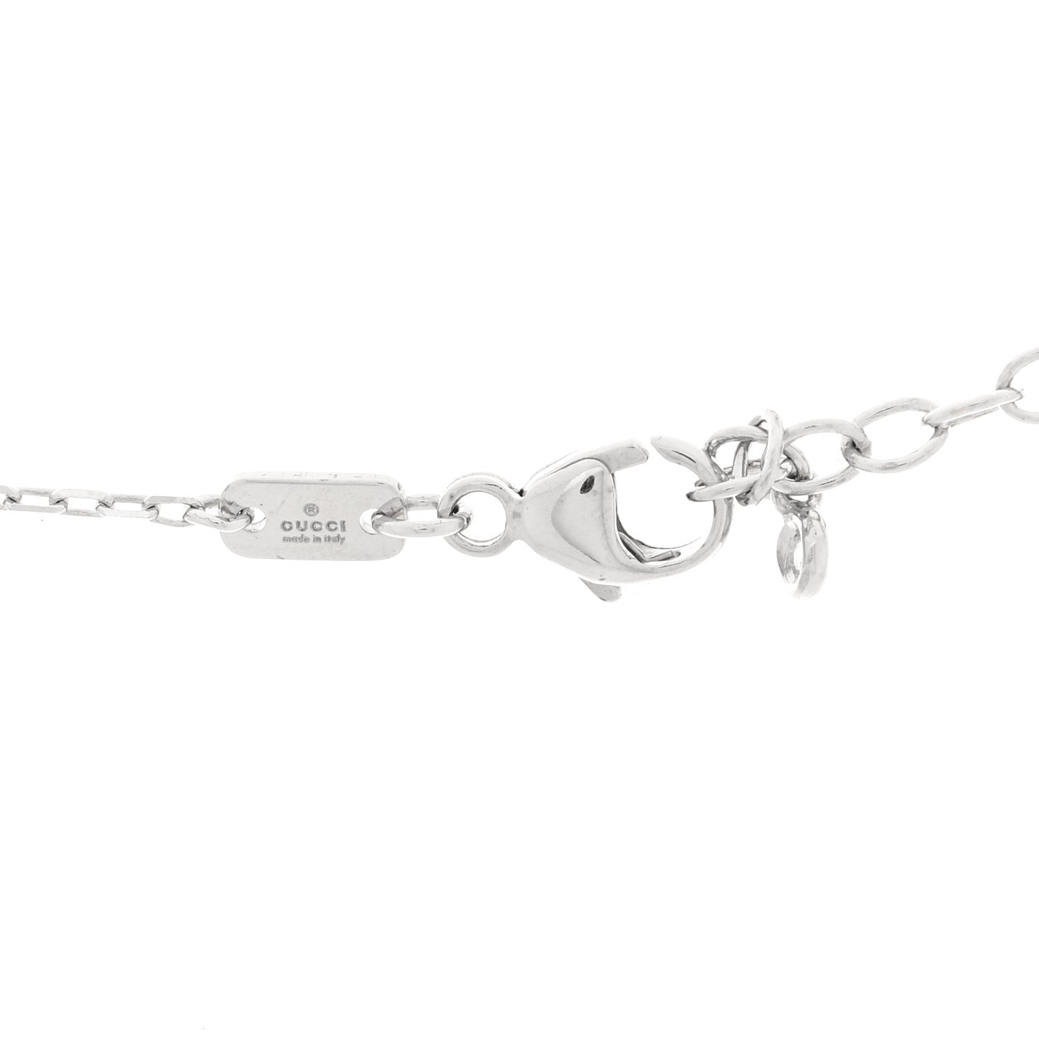 18K White Gold Diamond Running GG Pendant Necklace