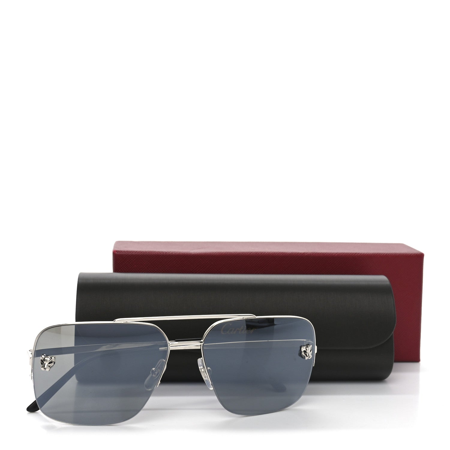 Panthere De Cartier Aviator Sunglasses CT0244S Silver
