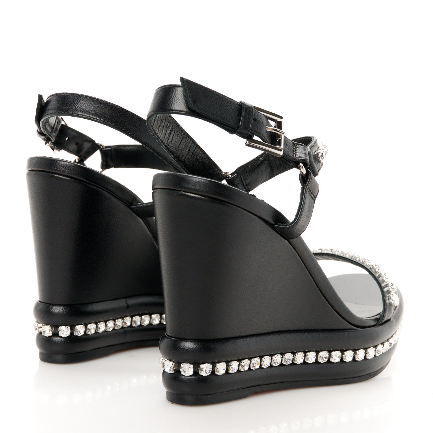 Nappa Crystal Pyrastrass 110 Wedge Sandals 37 Black