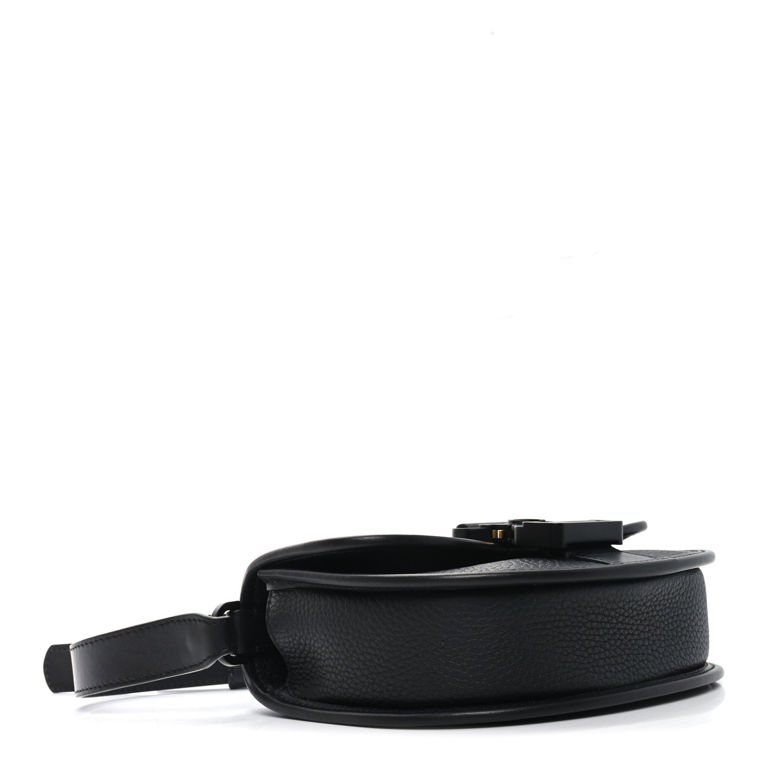 Grained Calfskin Mini Gallop Bag With Strap Black