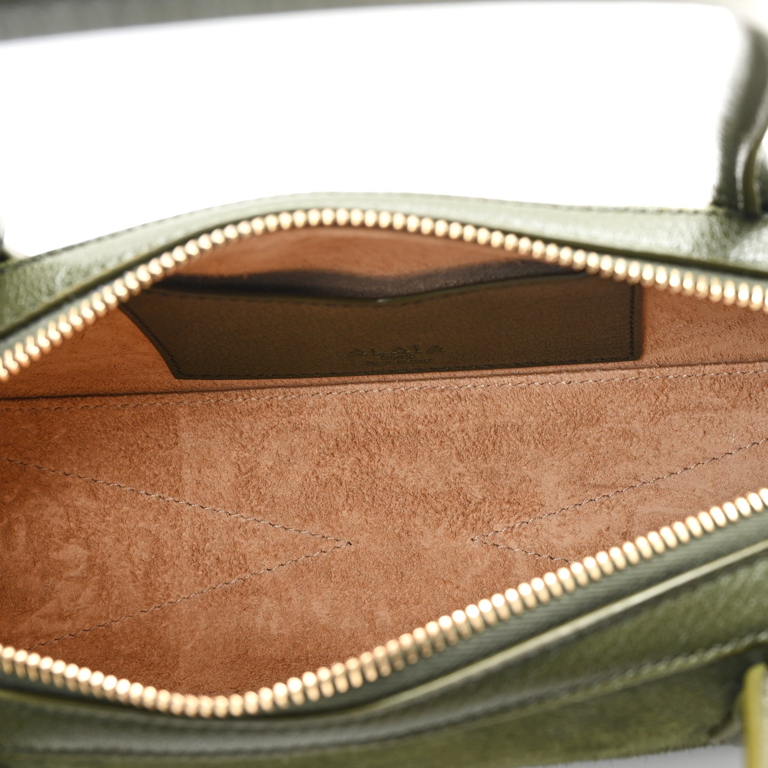 Suede Goatskin Small Le Teckel Bag Olive Green