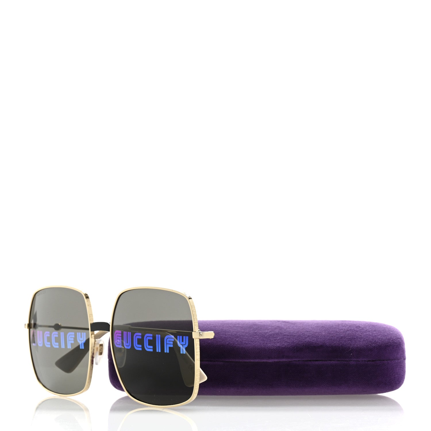 Metal Rectangular Guccify Frame Sunglasses GG0414S Gold