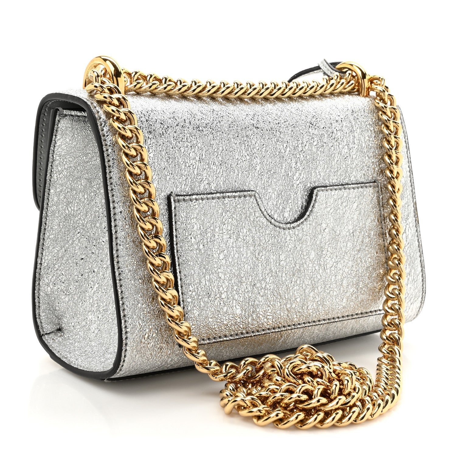 Galassia Small Padlock Shoulder Bag Argento