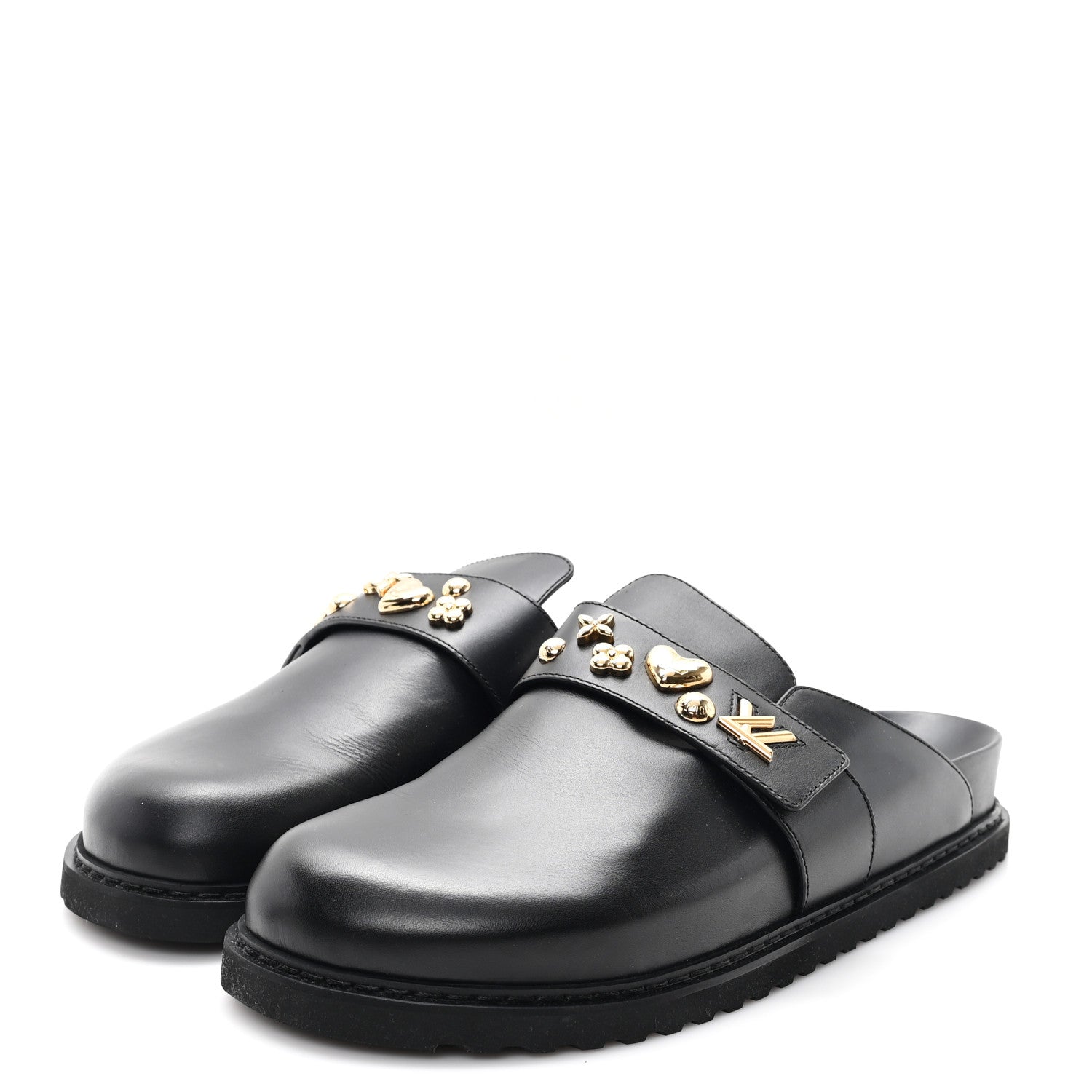 Calfskin Mens LV Cosy Flat Comfort Clog Mules 42 Black