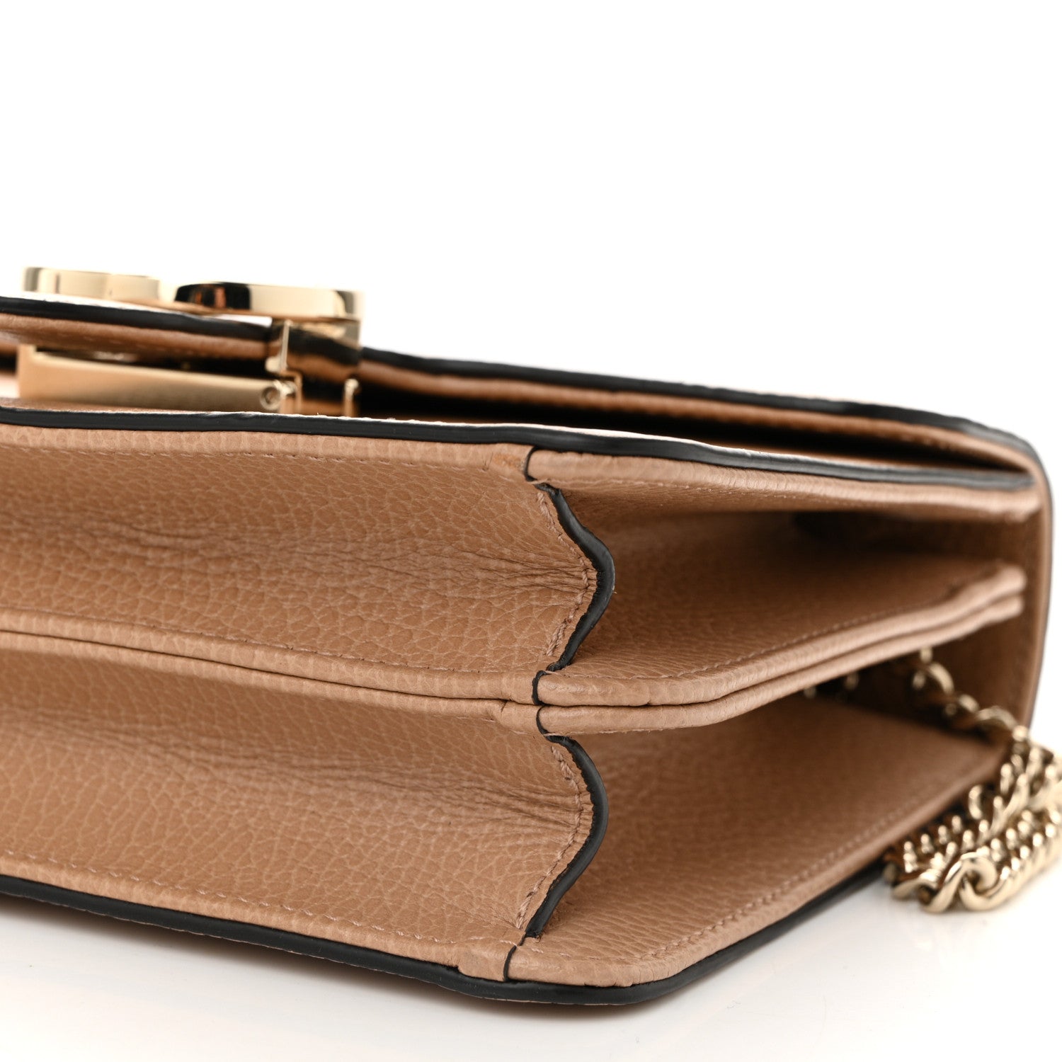 Dollar Calfskin Small Interlocking G Shoulder Bag Camelia