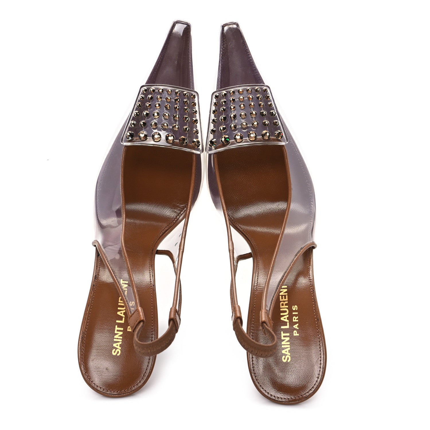 Calfskin PVC Jive 105 Rhinestone Pump 38.5 Macadamia
