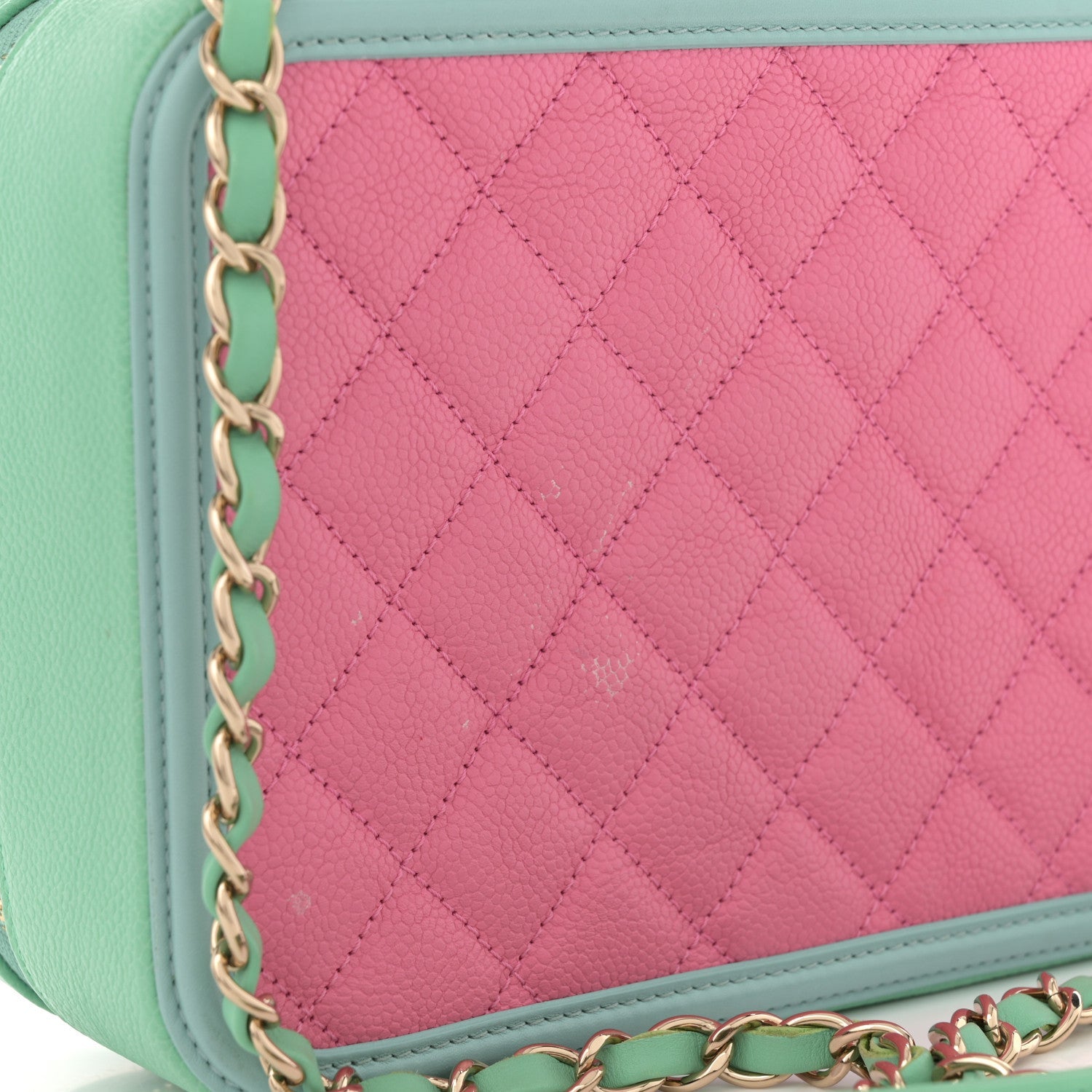 Caviar Quilted Medium CC Filigree Vanity Case Pink Green Blue