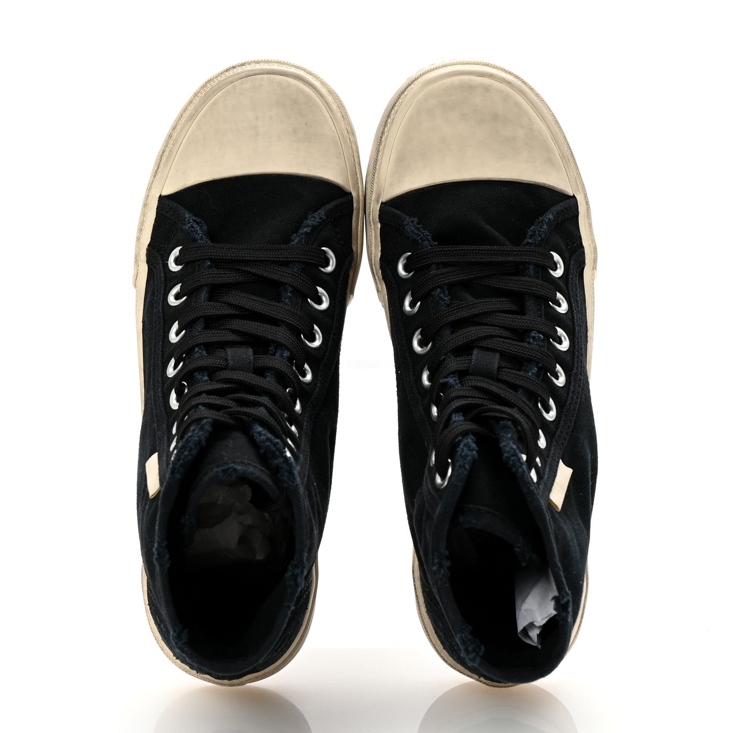 Canvas Distressed Mens Paris High Top Sneakers 38 Black