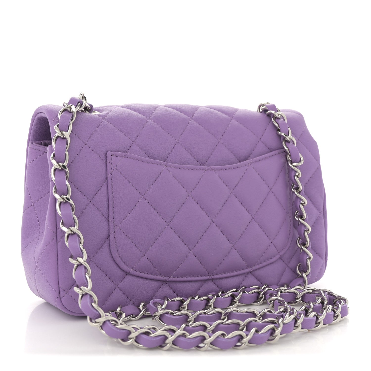 Lambskin Quilted Mini Rectangular Flap Purple