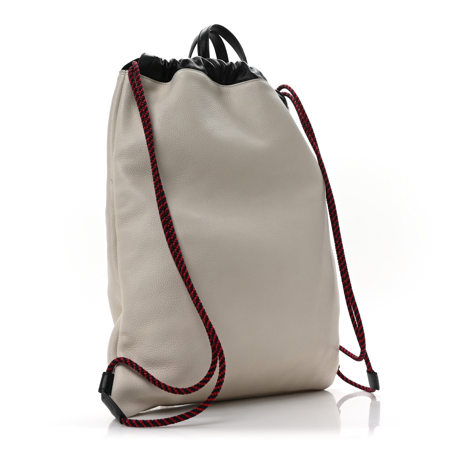 Calfskin Logo Drawstring Backpack Mystic White