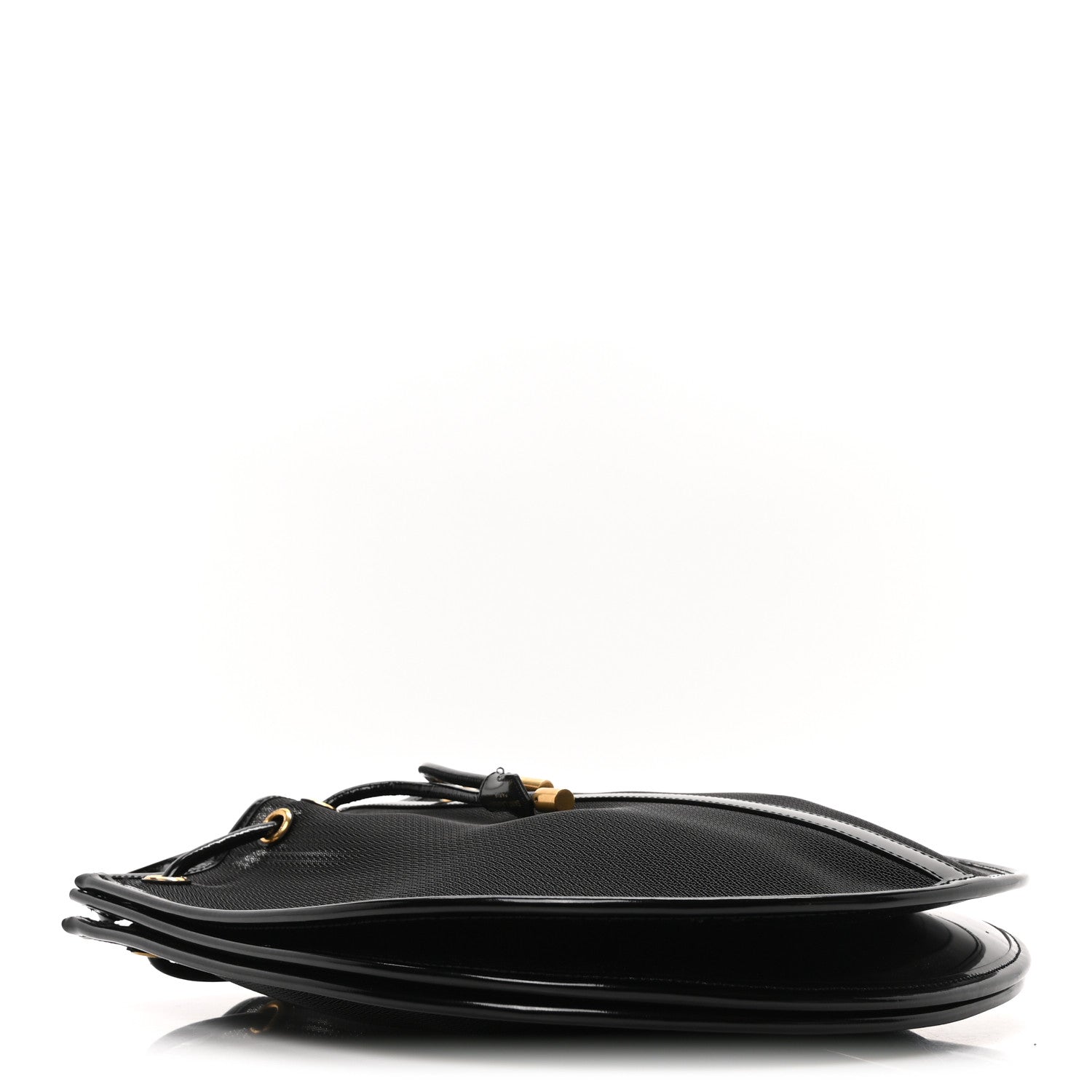 Mesh Patent Calfskin Daryl Shoulder Bag Black