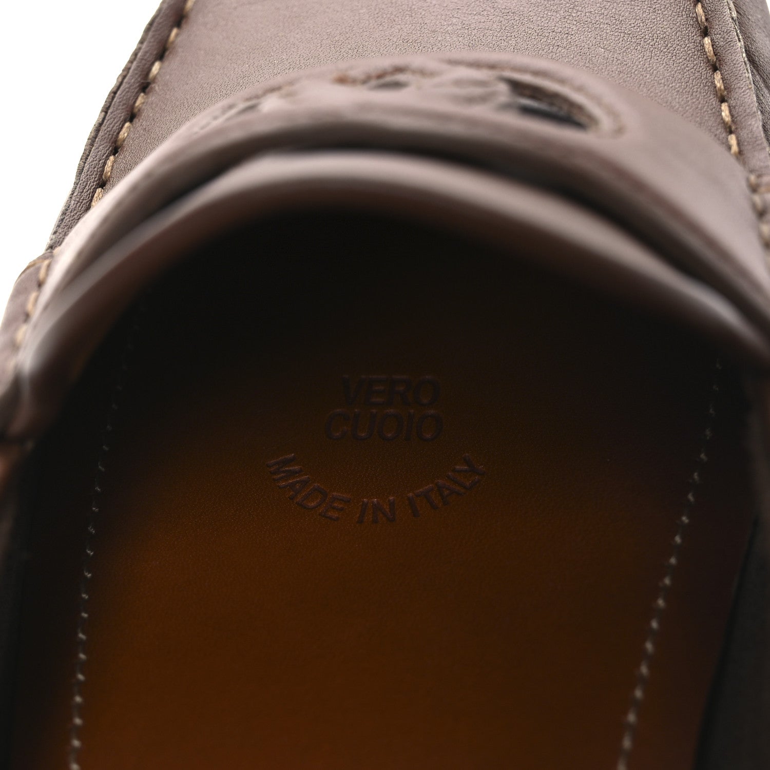 Soft Clove Calfskin GG Supreme Monogram Mens Interlocking G Driver Loafers 8 Brown