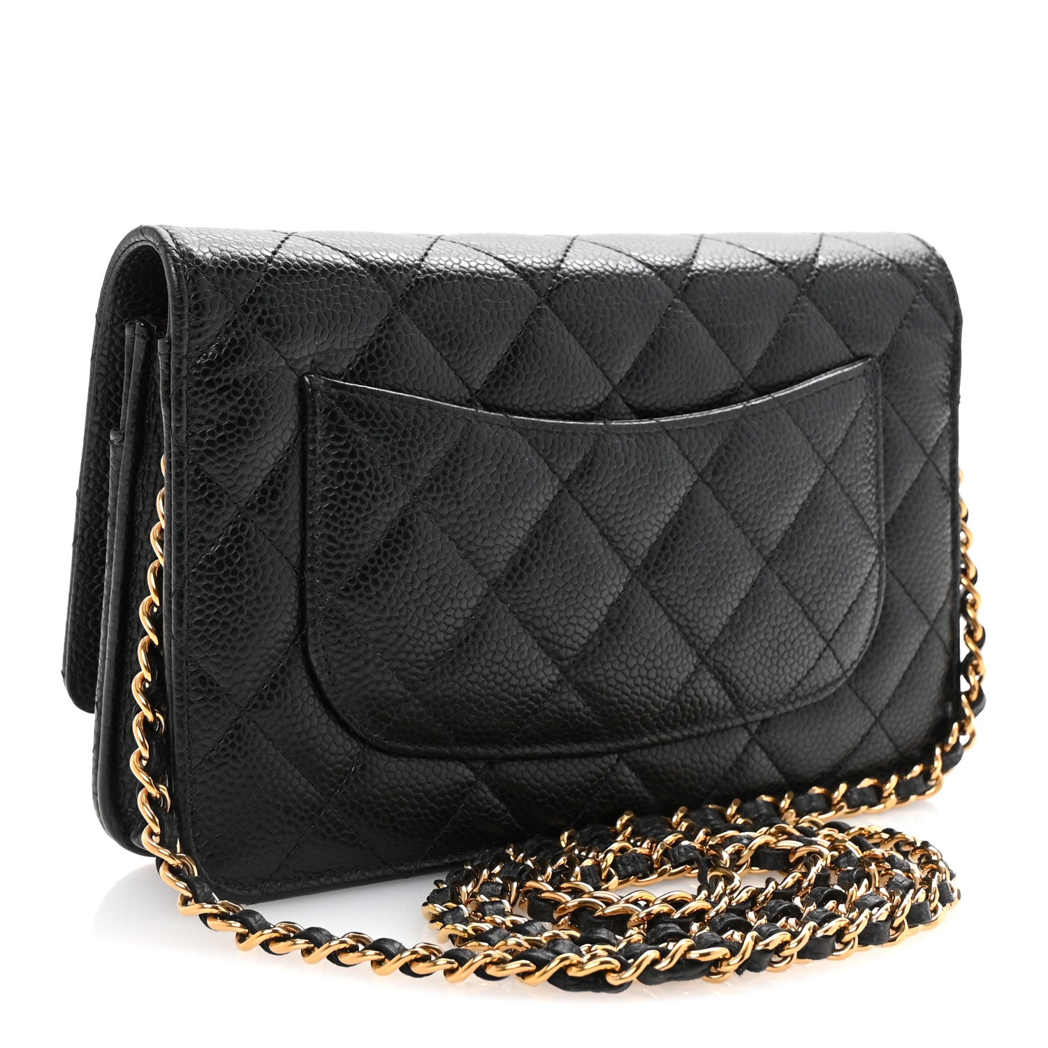 Caviar Quilted Wallet On Chain WOC Black
