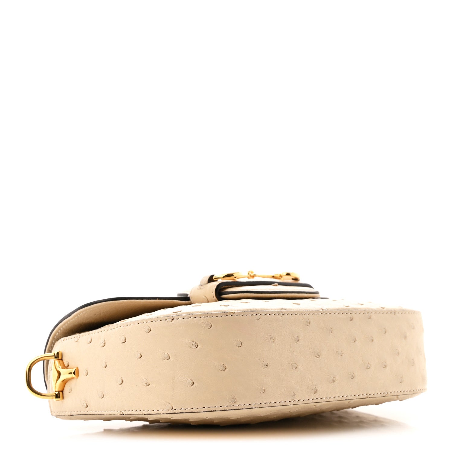 Ostrich Medium Horsebit 1955 Shoulder Bag White