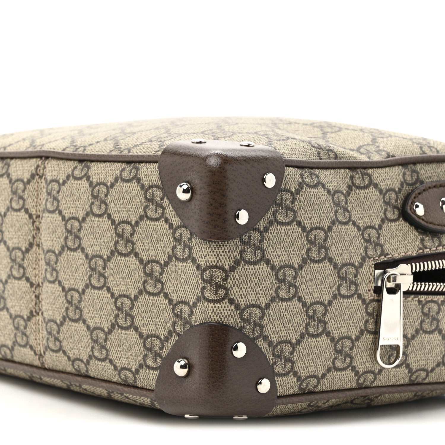 GG Supreme Monogram Textured Calfskin Square Messenger Bag Beige Ebony New Acero