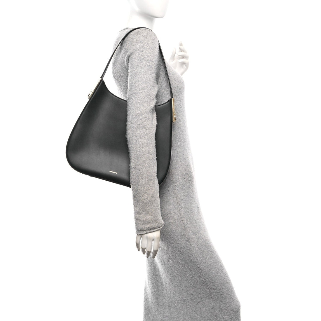 Calfskin Medium Gancio Hobo Black