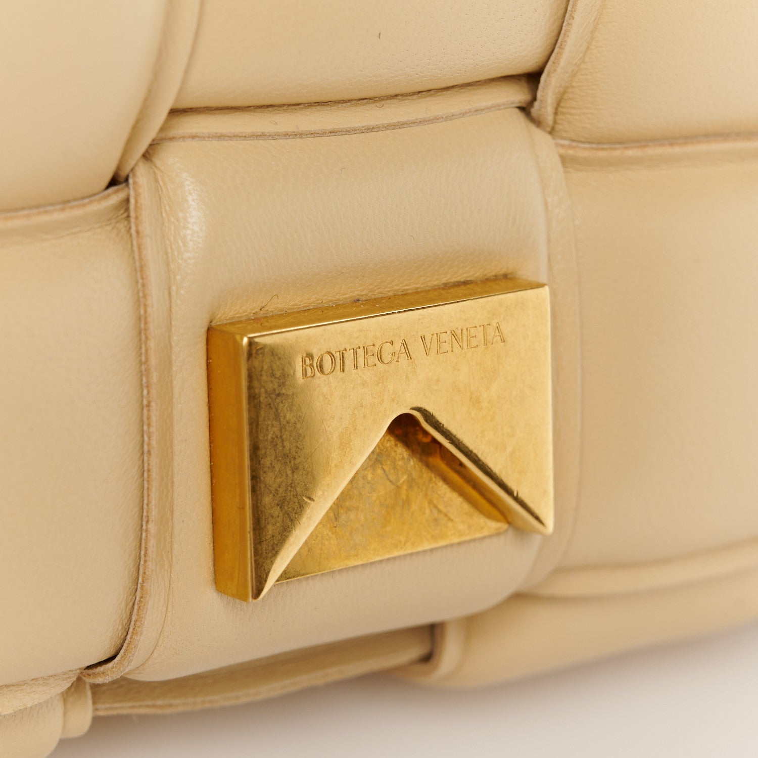 Lambskin Maxi Intreccio Padded Chain Cassette Crossbody Bag Porridge