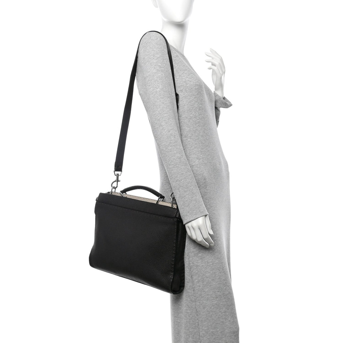 Calfskin Romano Selleria Large Peekaboo Iconic Fit Satchel Brown Milk Multicolor