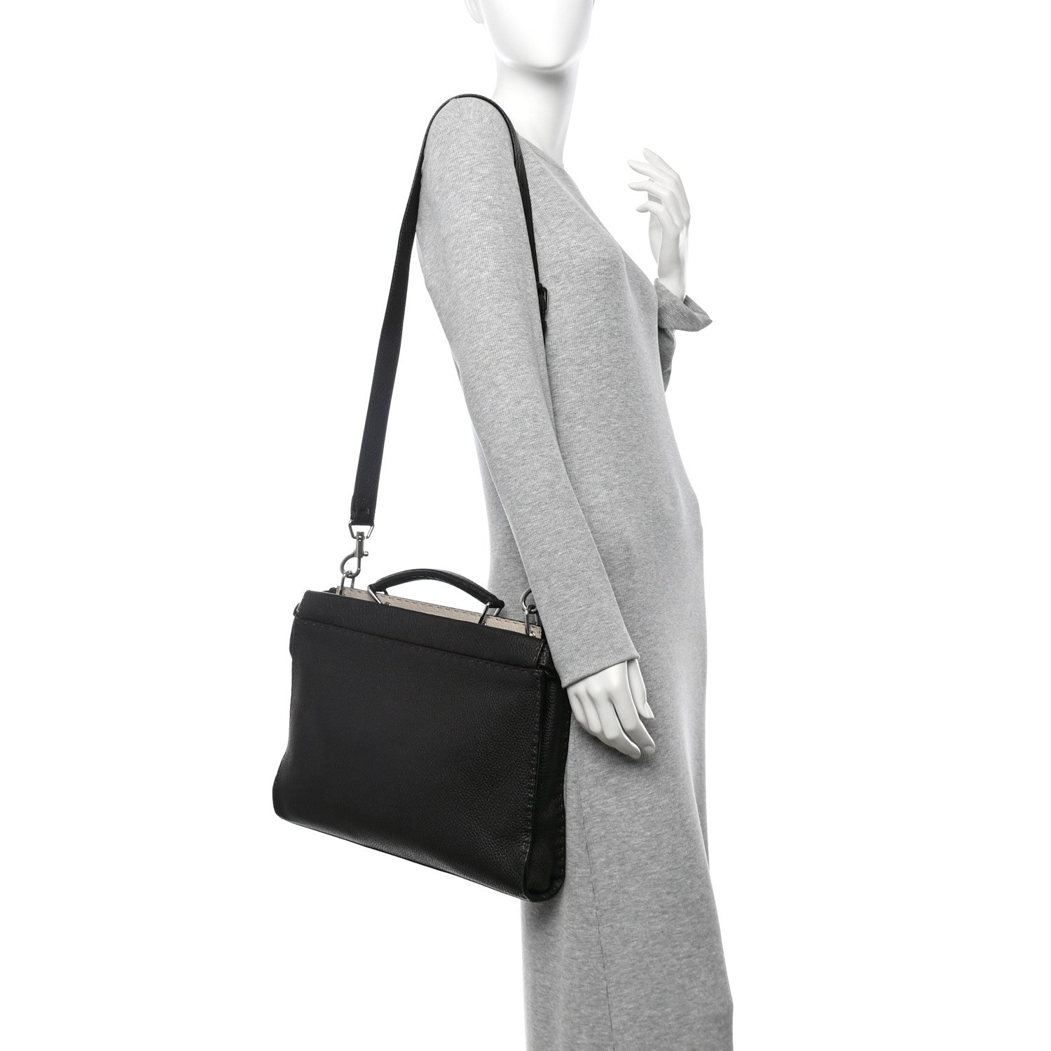 Calfskin Romano Selleria Large Peekaboo Iconic Fit Satchel Brown Milk Multicolor