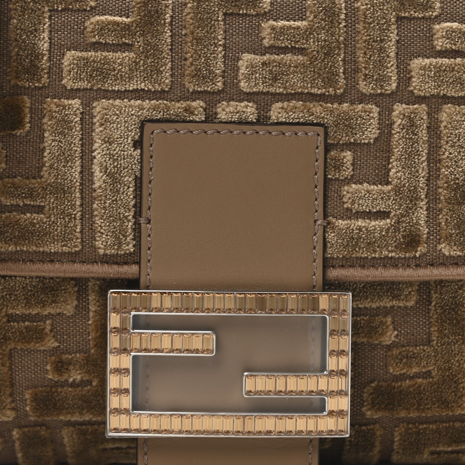 Velvet Jacquard Crystal FF Baguette Cappuccino