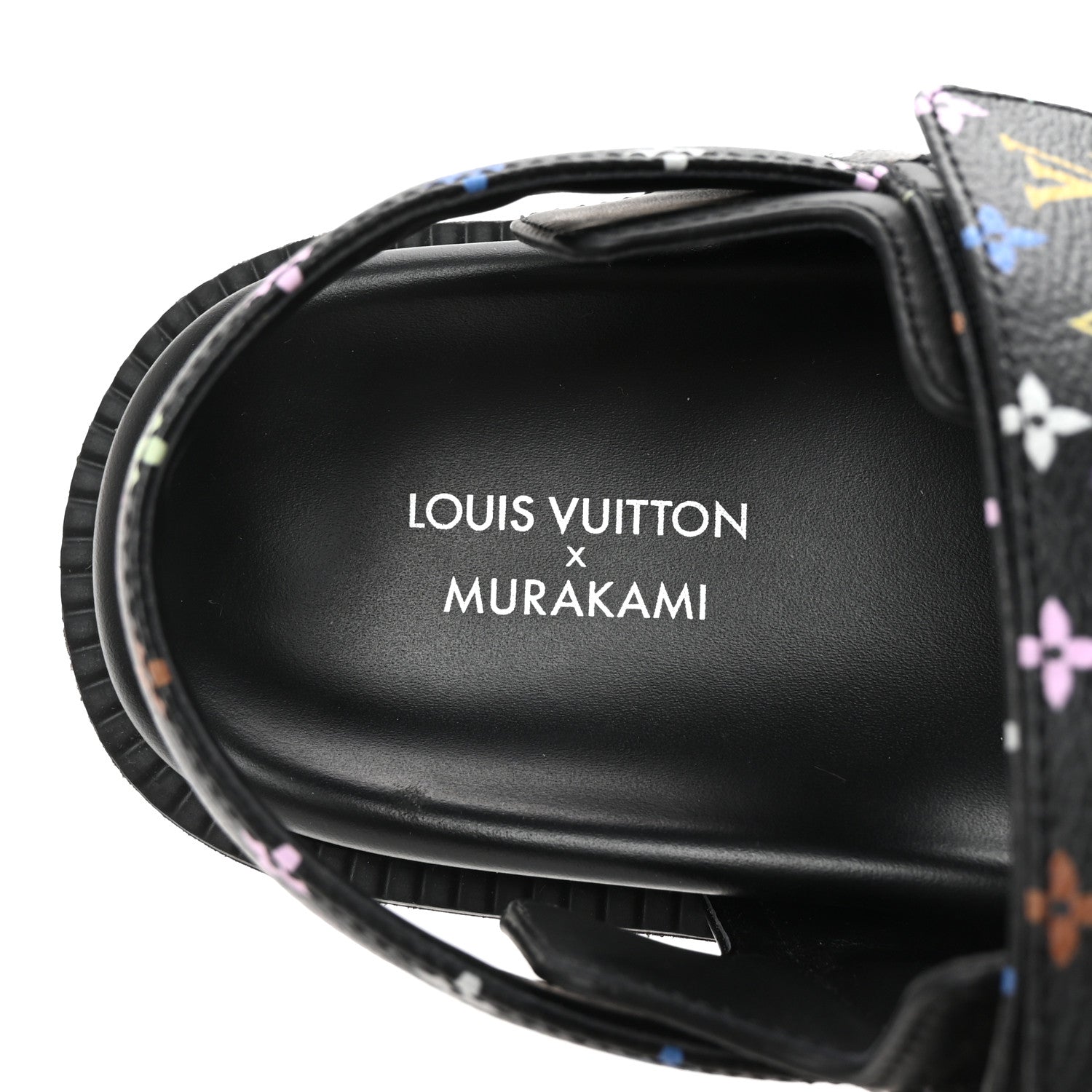 LV X TM Monogram Multicolor Sunset Flat Sandals 37.5 Black
