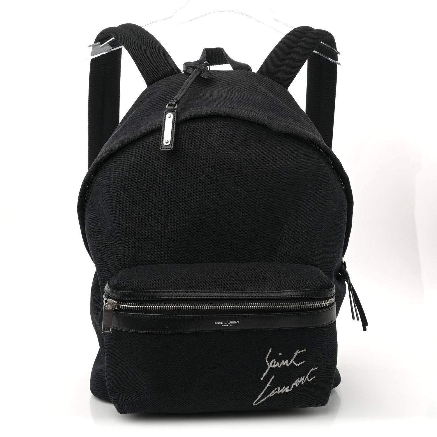 Canvas Signature Embroidered City Backpack Black