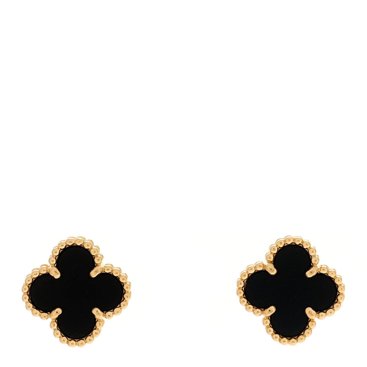 18K Yellow Gold Black Onyx Sweet Alhambra Earrings