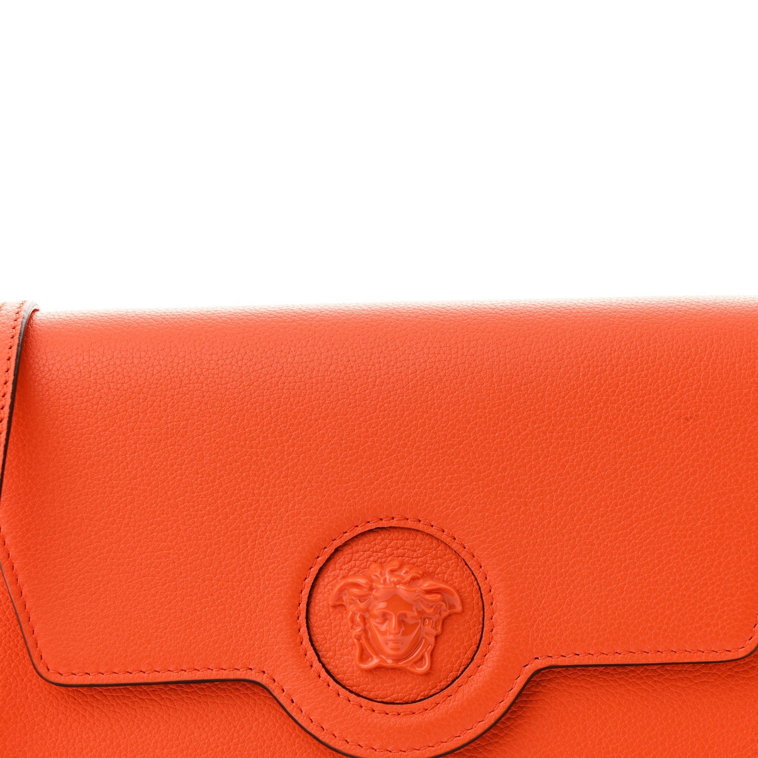 Grained Calfskin La Medusa Crossbody Bag Orange