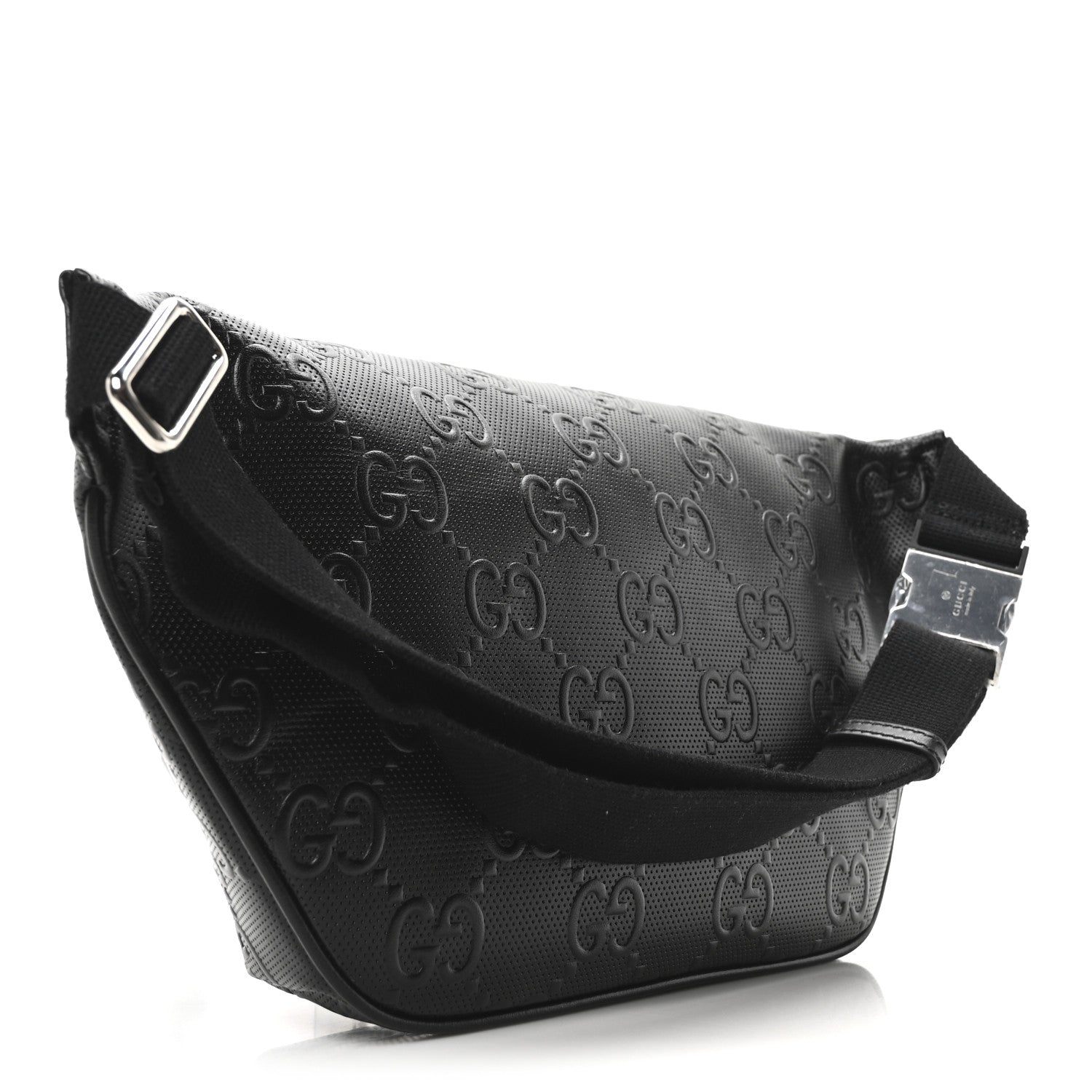 Calfskin GG Tennis Embossed Pocket Belt Bag Black