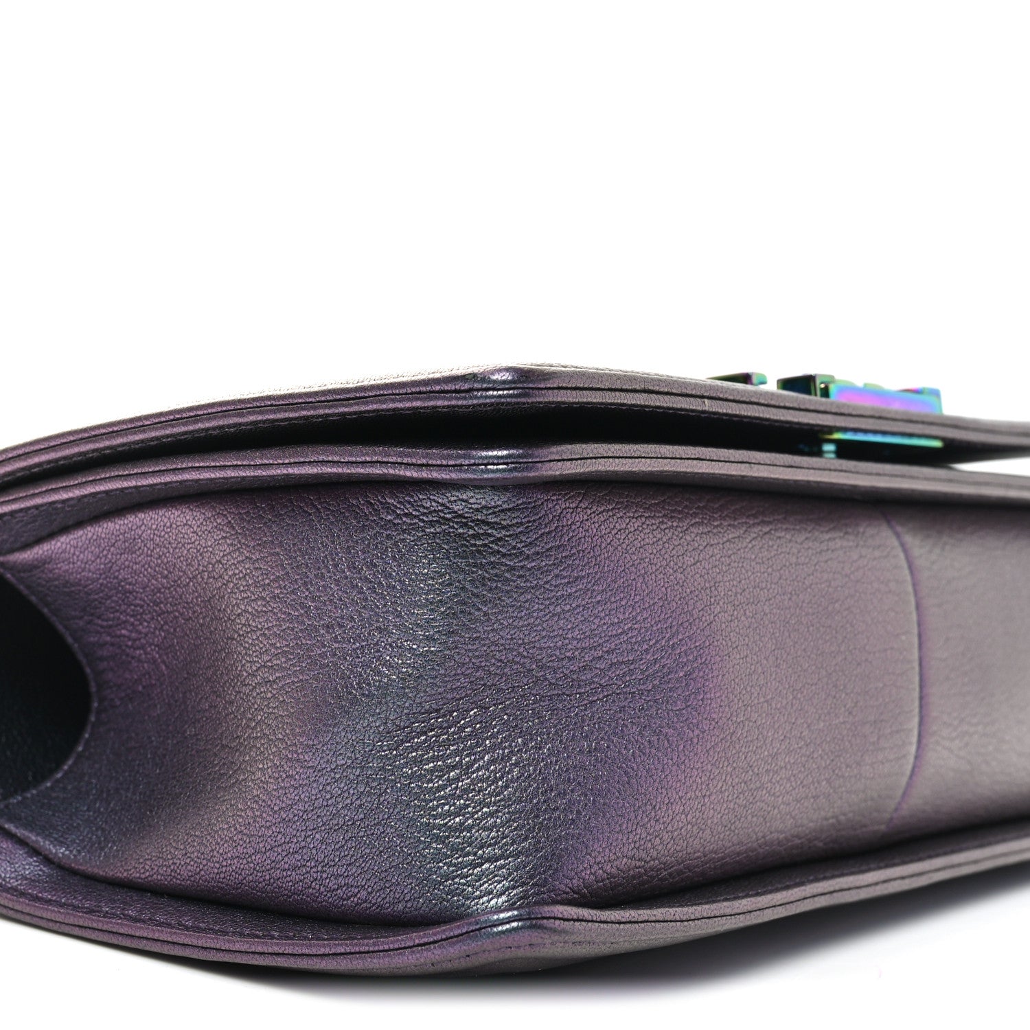 Iridescent Goatskin Quilted Medium Boy Flap Purple